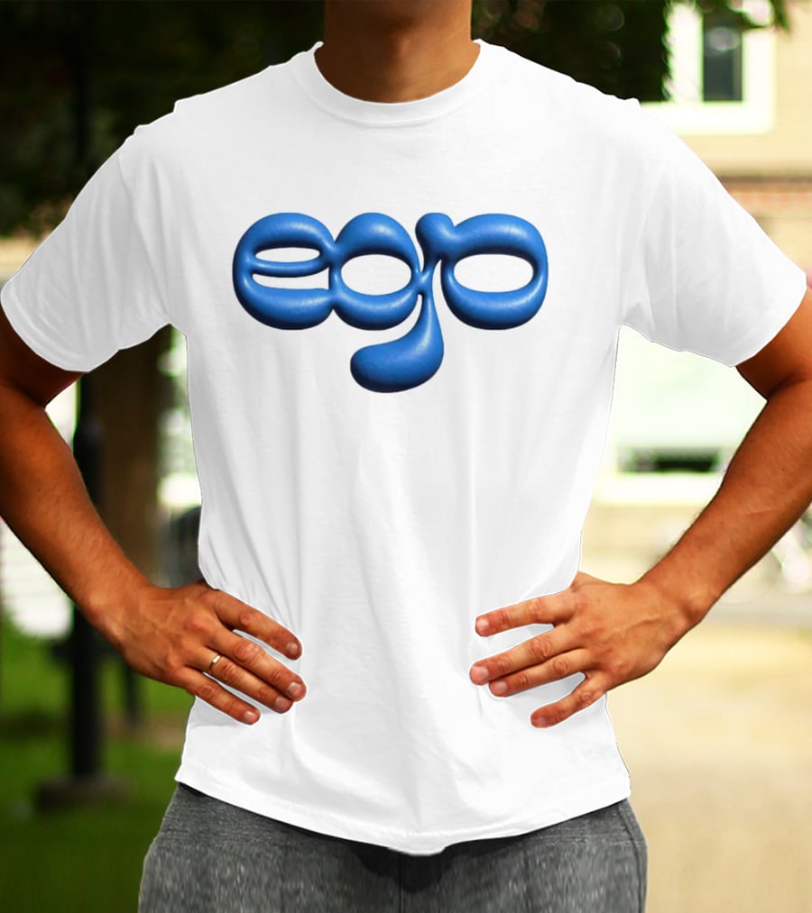 Ego Logo Blue Text T-Shirt