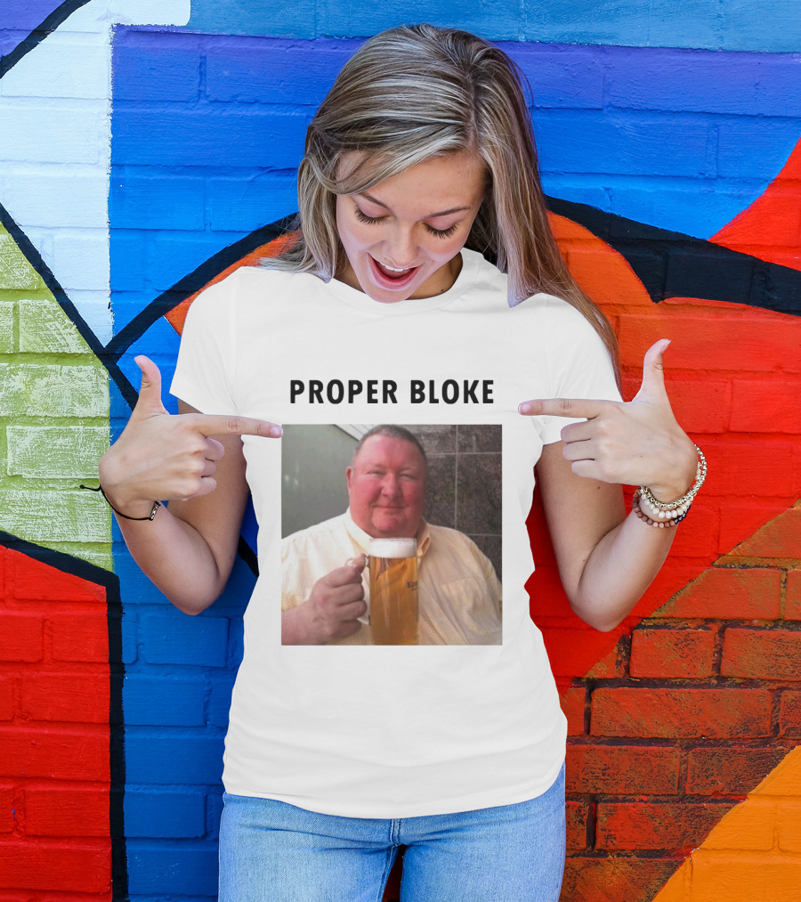 Proper Bloke Holding Beer With Contented Expression T-Shirt