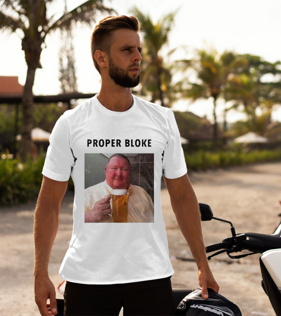 Proper Bloke Holding Beer With Contented Expression T-Shirt