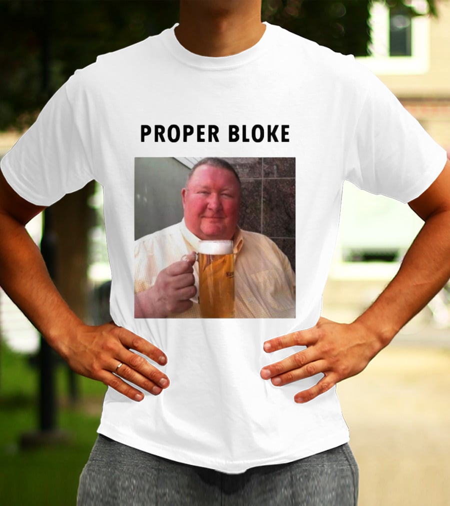 Proper Bloke Holding Beer With Contented Expression T-Shirt