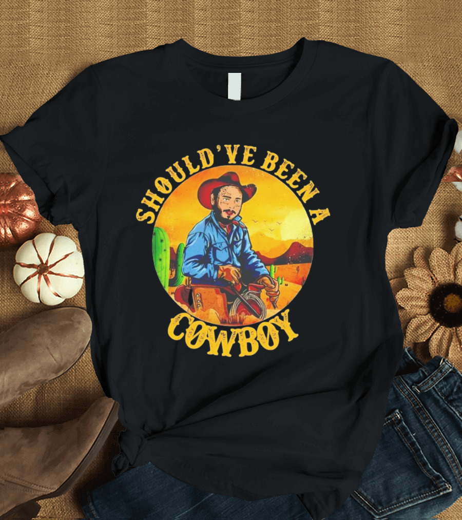 Should’ve Been A Cowboy Vintage Desert Scene With Cactus And Mountains T-Shirt