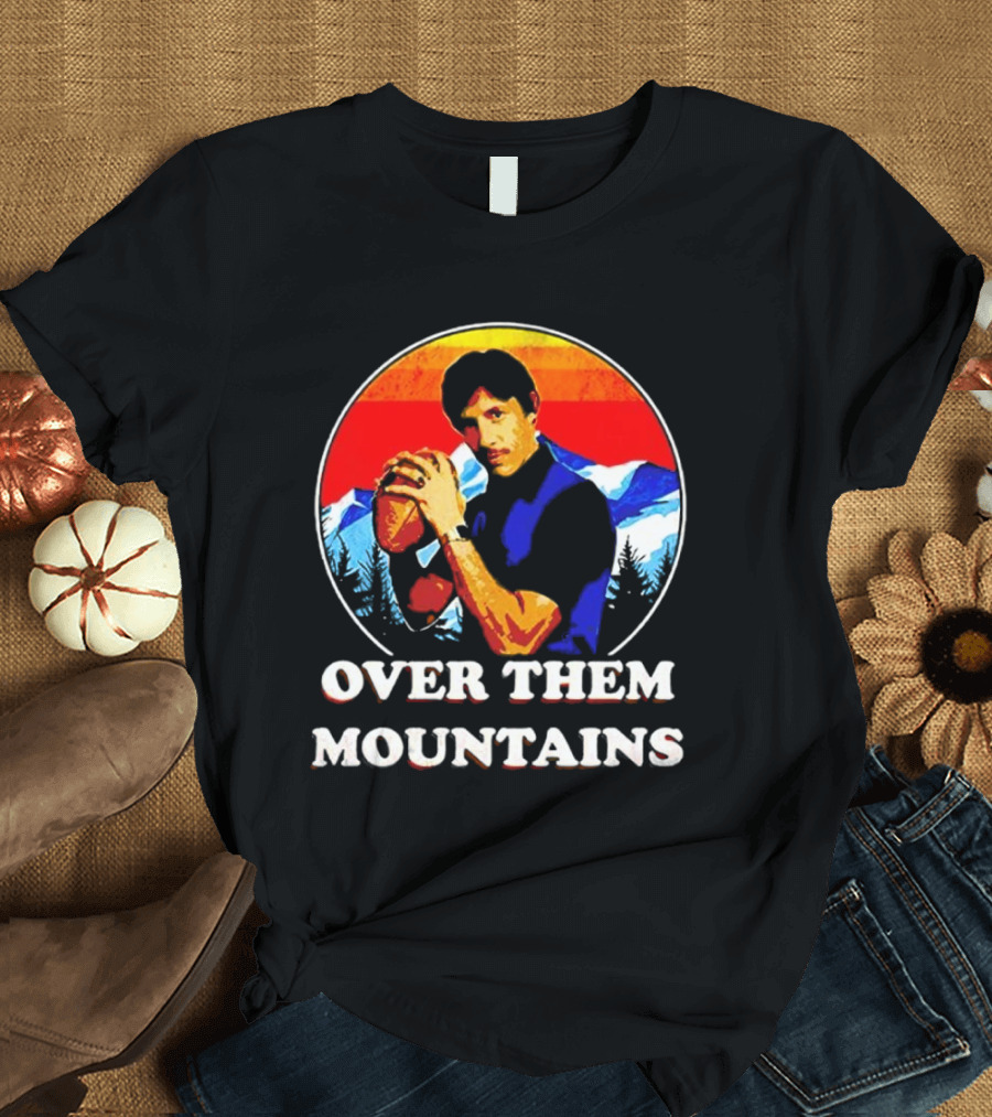 Uncle Rico Over Them Mountains Vintage Retro Football Scene T-Shirt