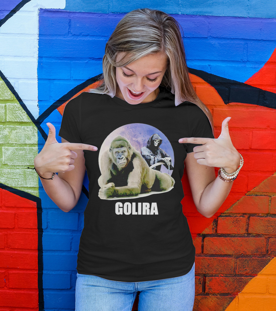 Gorilla With Grim Reaper In Cosmic Golira Scene T-Shirt