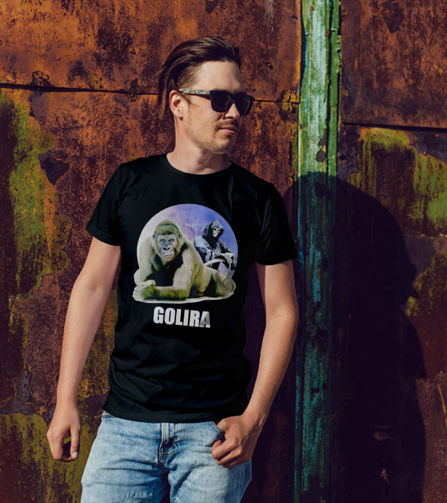 Gorilla With Grim Reaper In Cosmic Golira Scene T-Shirt