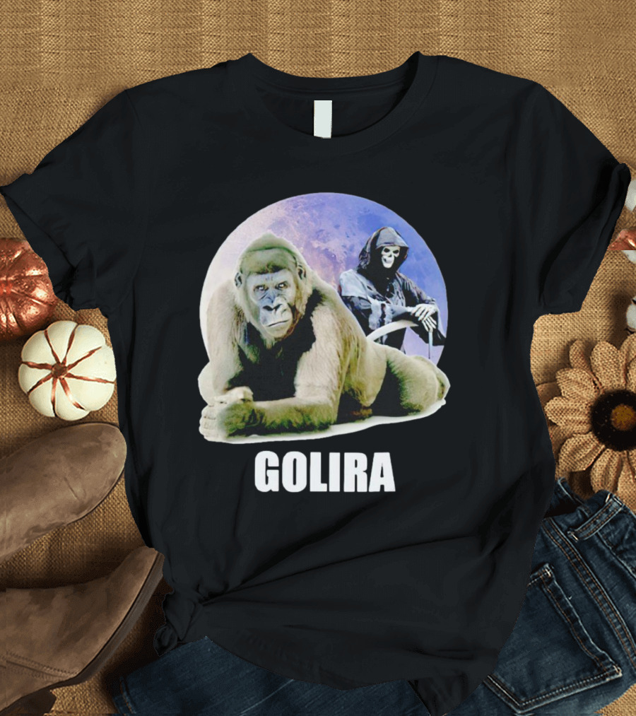 Gorilla With Grim Reaper In Cosmic Golira Scene T-Shirt