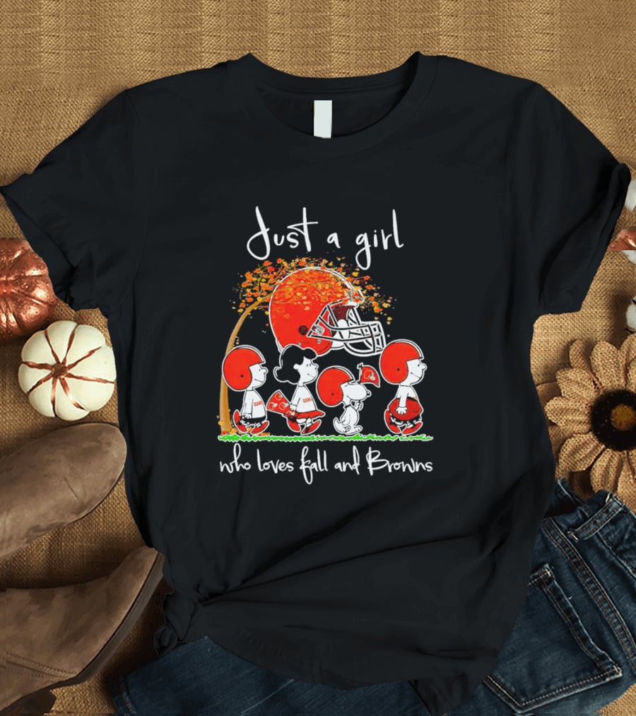 Just A Girl Who Loves Fall And Browns Peanuts Snoopy T-Shirt