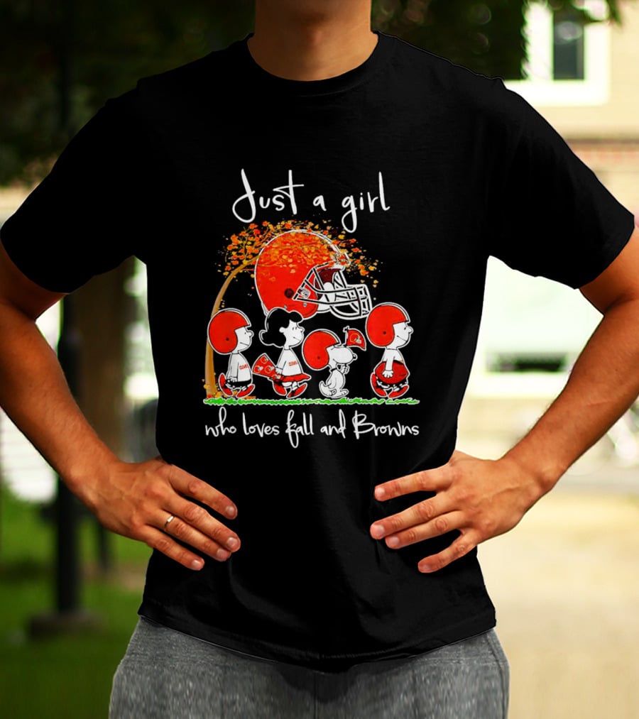 Just A Girl Who Loves Fall And Browns Peanuts Snoopy T-Shirt