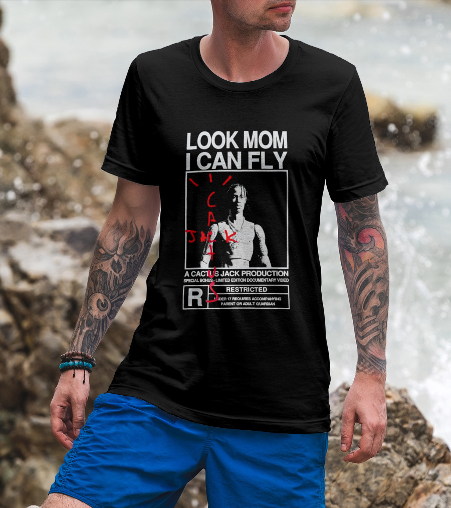 Look Mom I Can Fly Cactus Jack Production Special Bonus Documentary Video Restricted T-Shirt