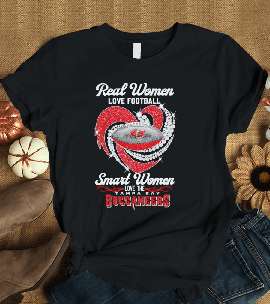 Real Women Love Football Smart Women Love The Tampa Bay Buccaneers Football Heart T-Shirt