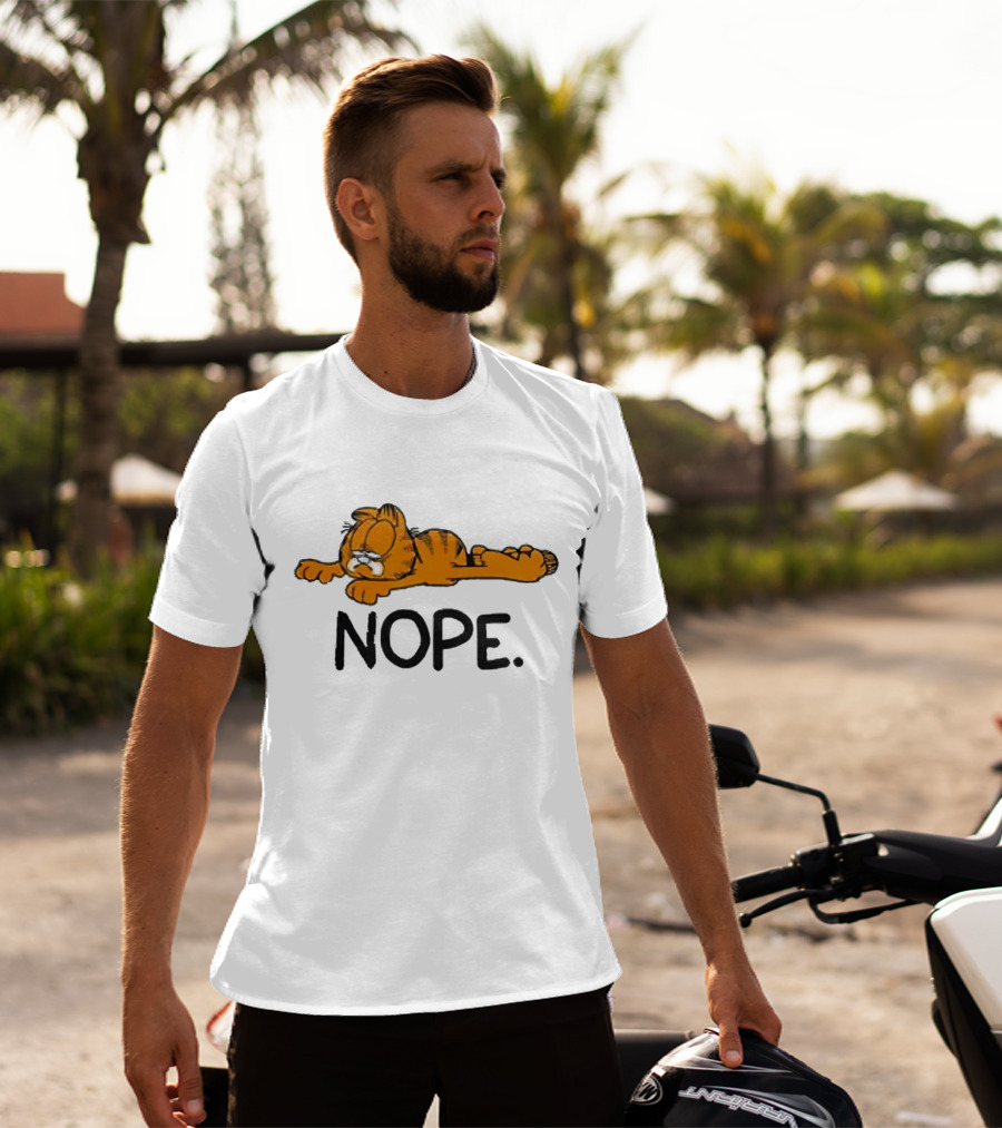 Garfield Sad Nope Classic Comic Lazy Mood T-Shirt