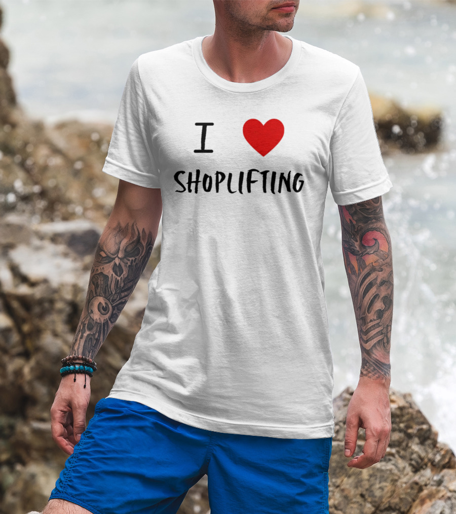 I Love Shoplifting Heart T-Shirt