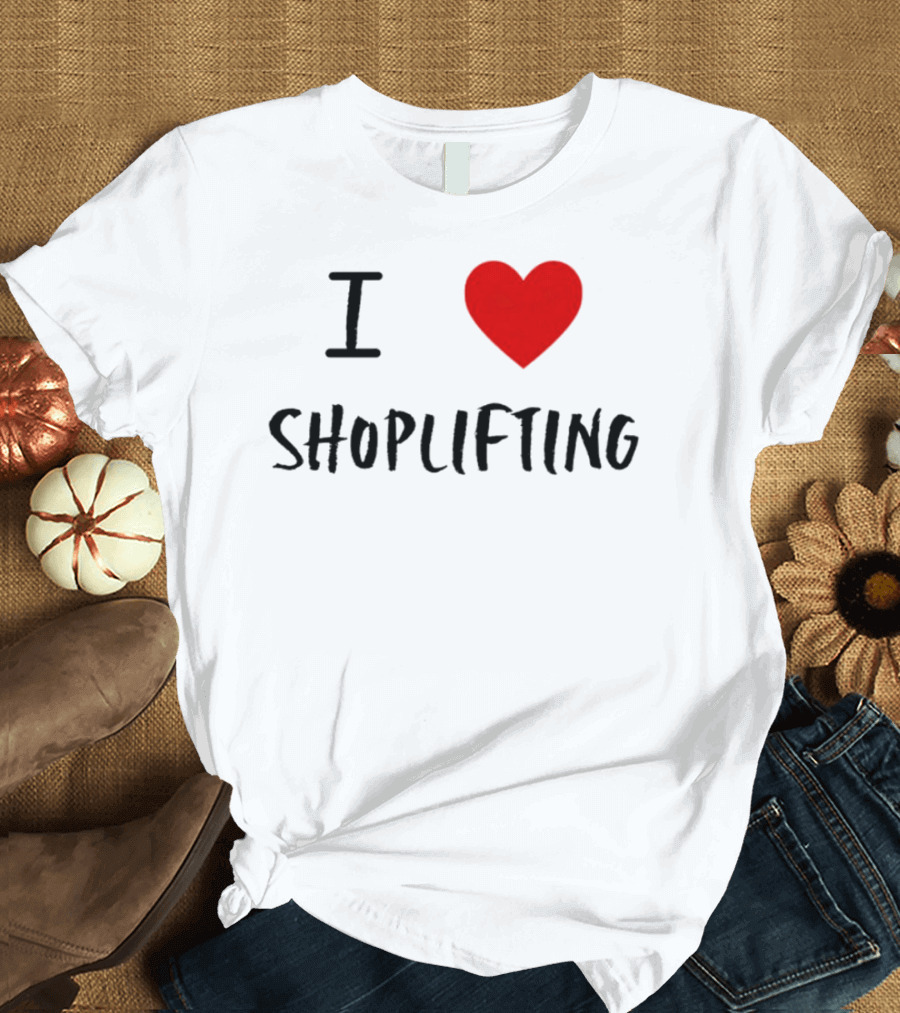 I Love Shoplifting Heart T-Shirt