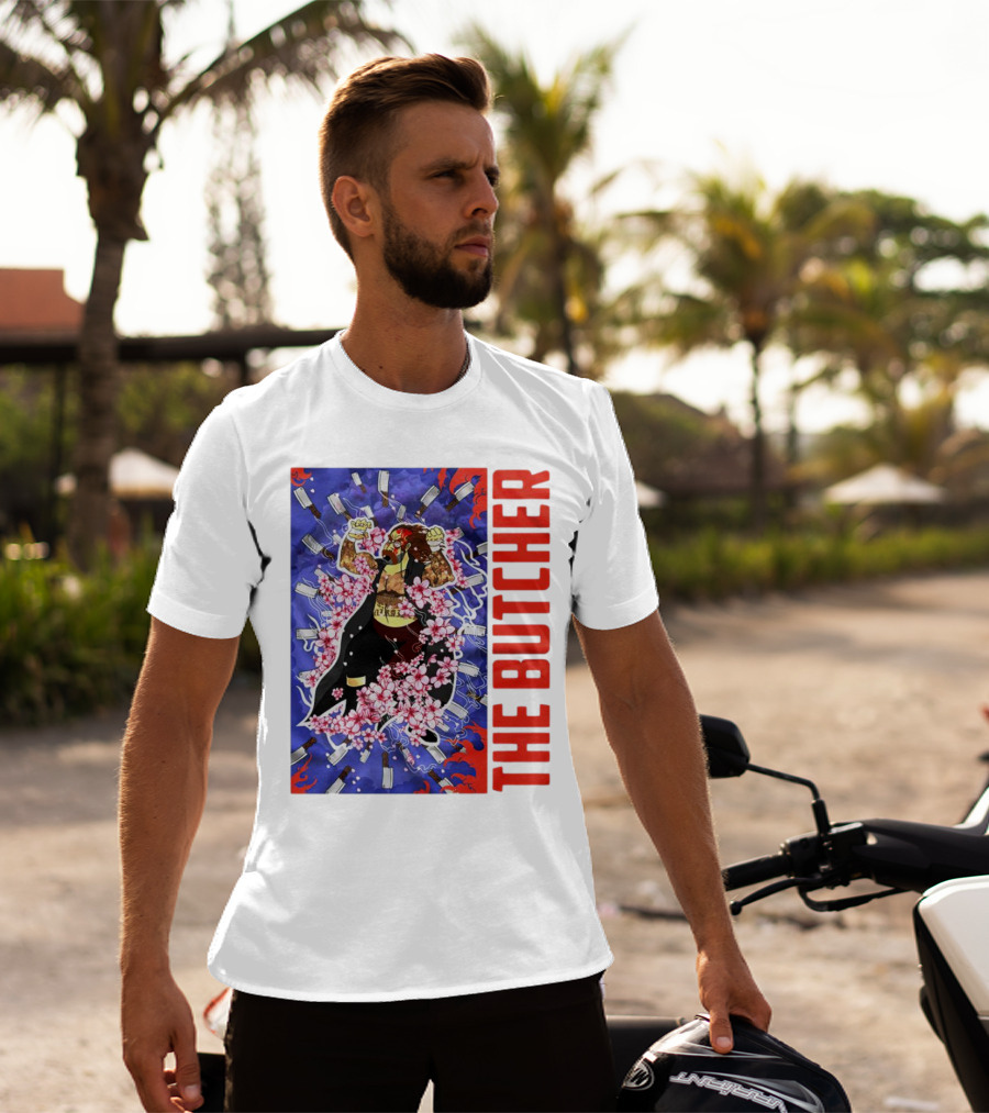THE BUTCHER Cherry Blossom Blades Power Stance T-Shirt