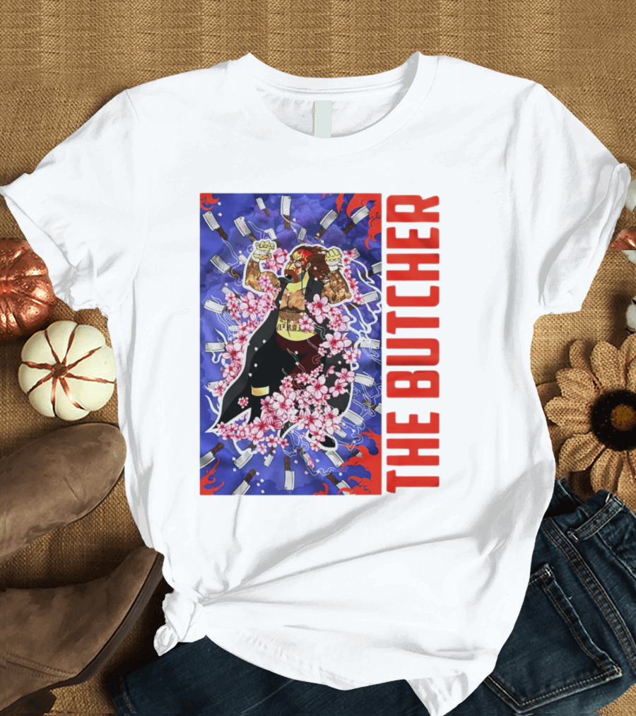 THE BUTCHER Cherry Blossom Blades Power Stance T-Shirt