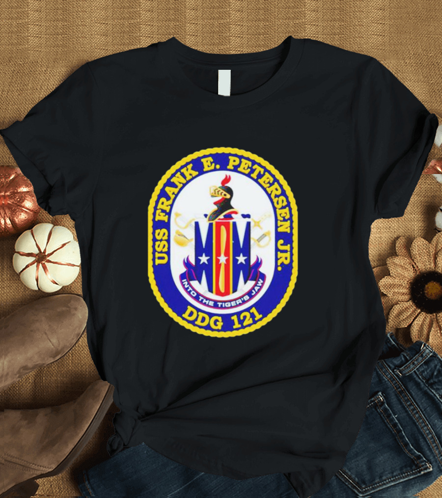 USS Frank E Petersen Jr DDG 121 Crest Into The Tiger's Jaw T-Shirt