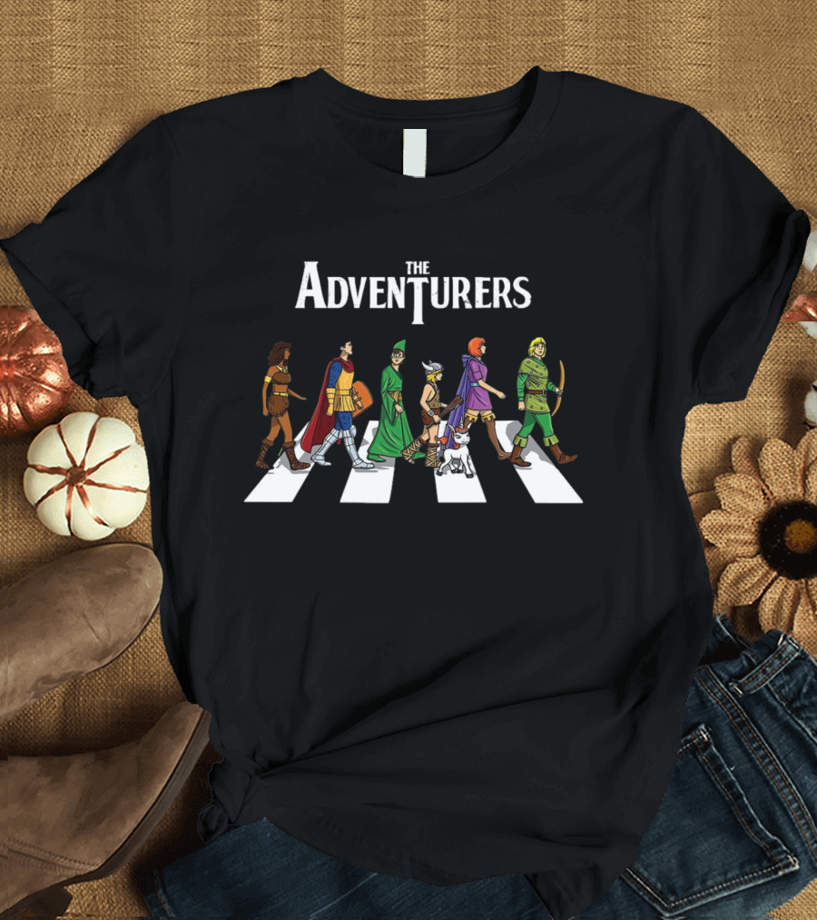 The Adventurers Dungeons And Dragons Abbey Road Characters T-Shirt
