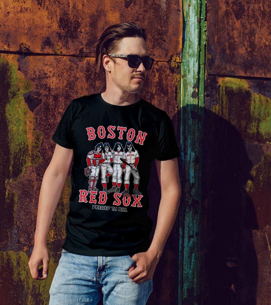 Boston Red Sox Kiss Band Members Dressed To Kill T-Shirt