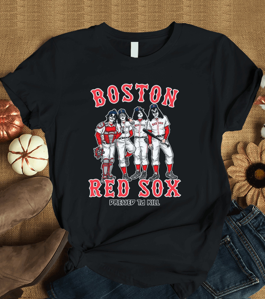 Boston Red Sox Kiss Band Members Dressed To Kill T-Shirt