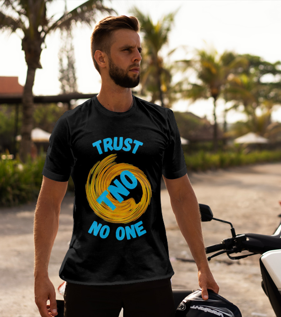 Trust No One TNO Be Careful Abstract Spiral T-Shirt