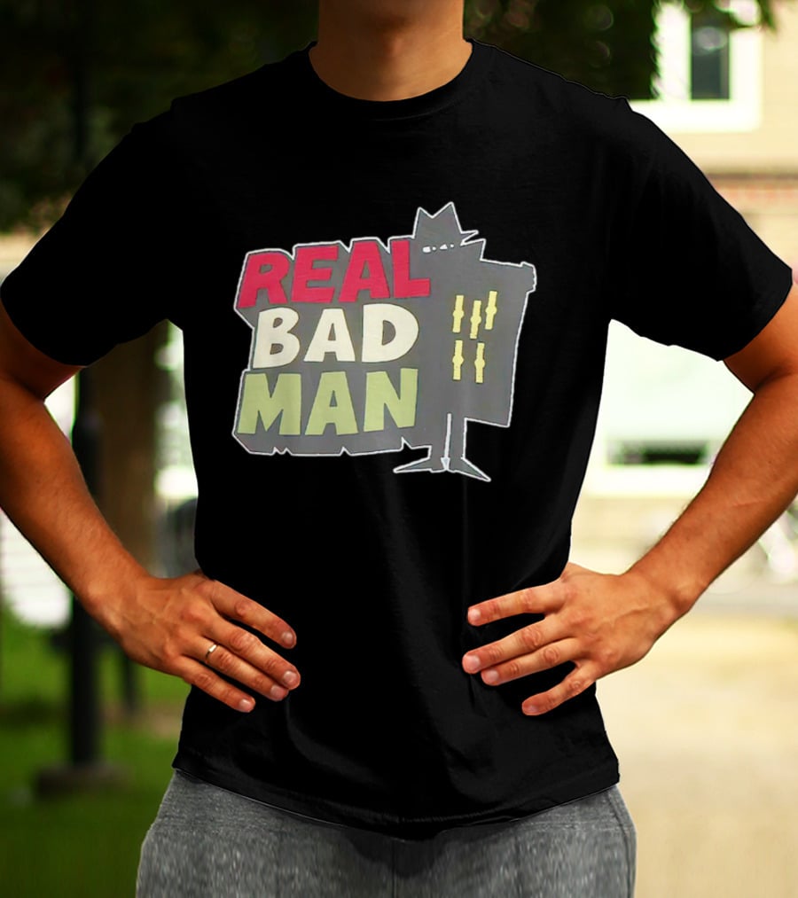 Real Bad Man With Iconic Silhouette And Stripes T-Shirt