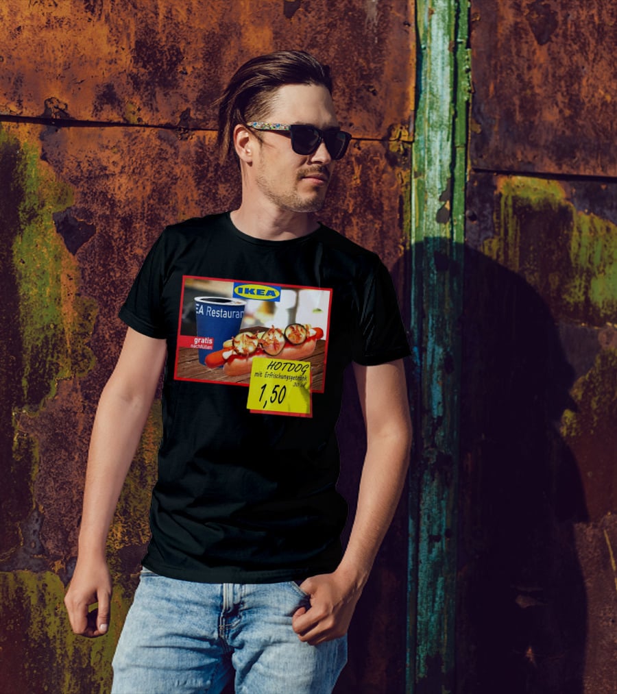 IKEA Hotdog Gratis Nachfüllen Mit Erfrischungsgetränk 1,50 Euro T-Shirt