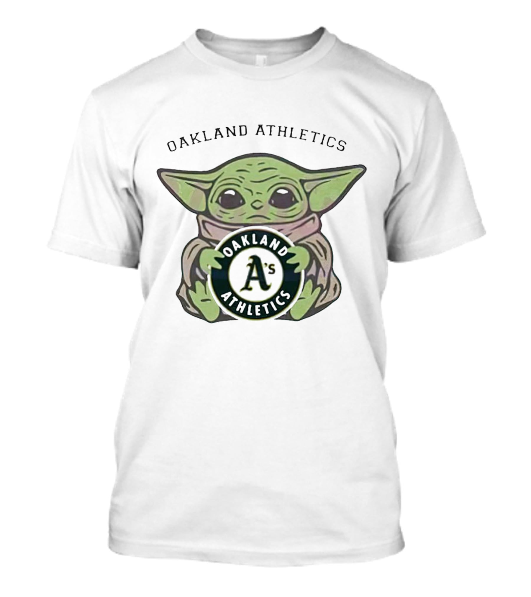 Oakland Athletics Baby Yoda Holding Team Emblem T-Shirt