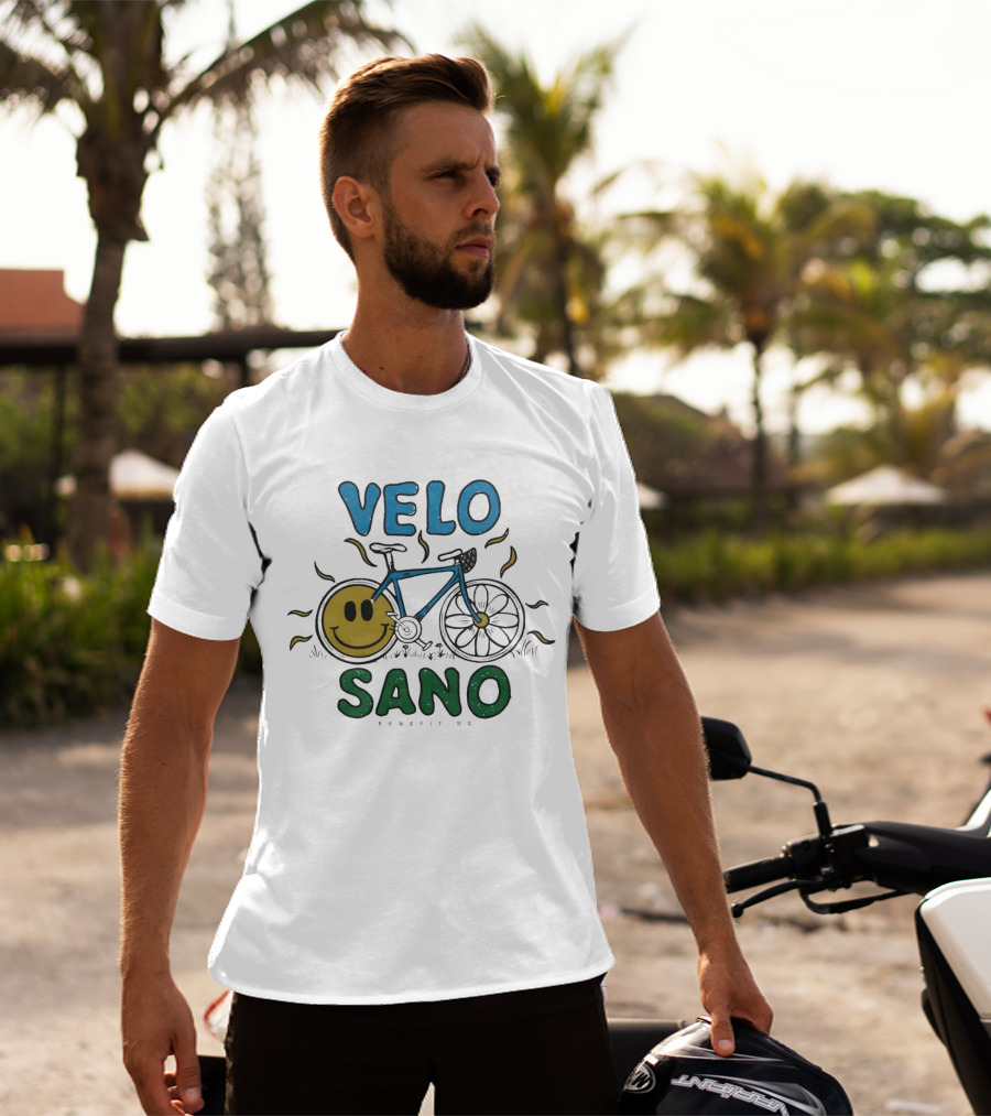 VELO SANO Yellow Smile Bike Sun Motif T-Shirt