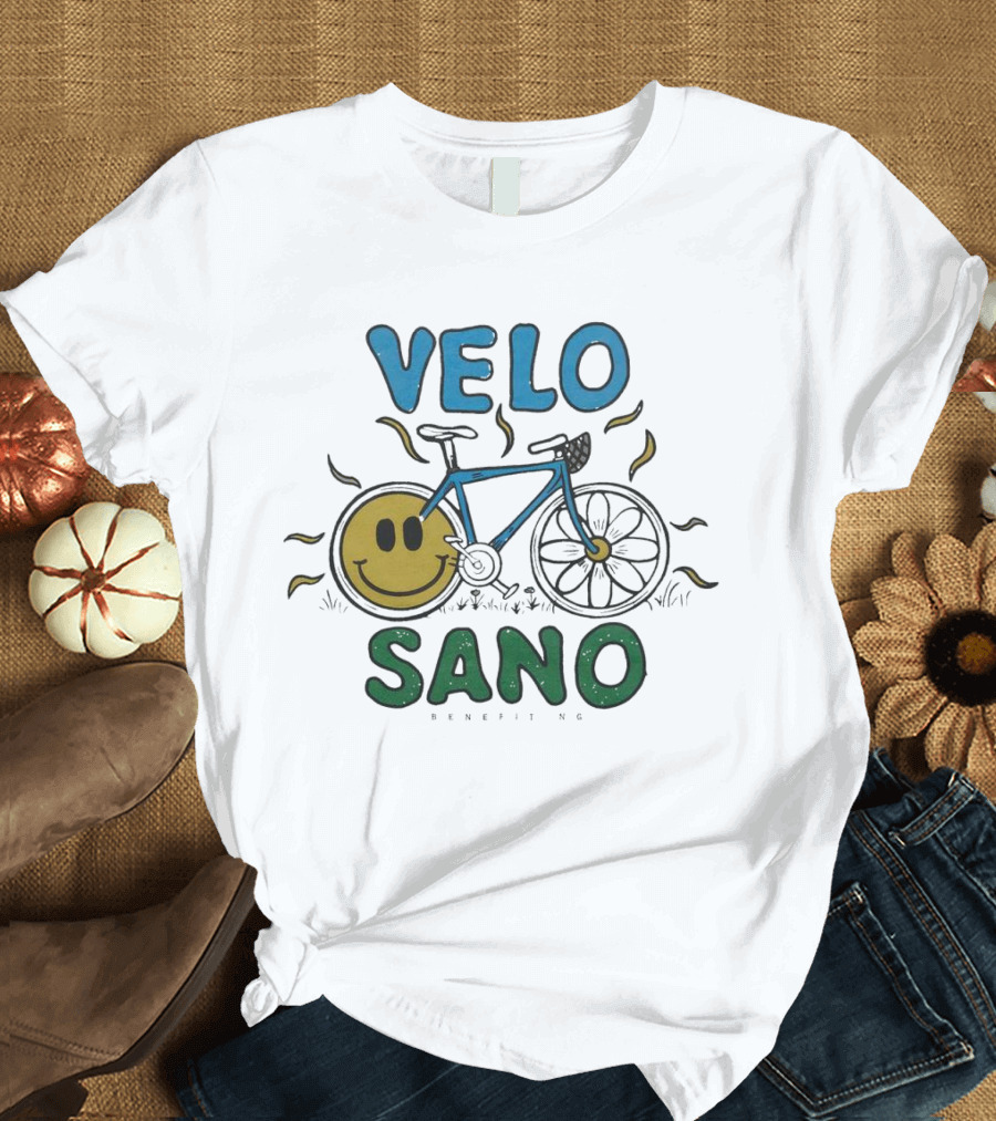 VELO SANO Yellow Smile Bike Sun Motif T-Shirt