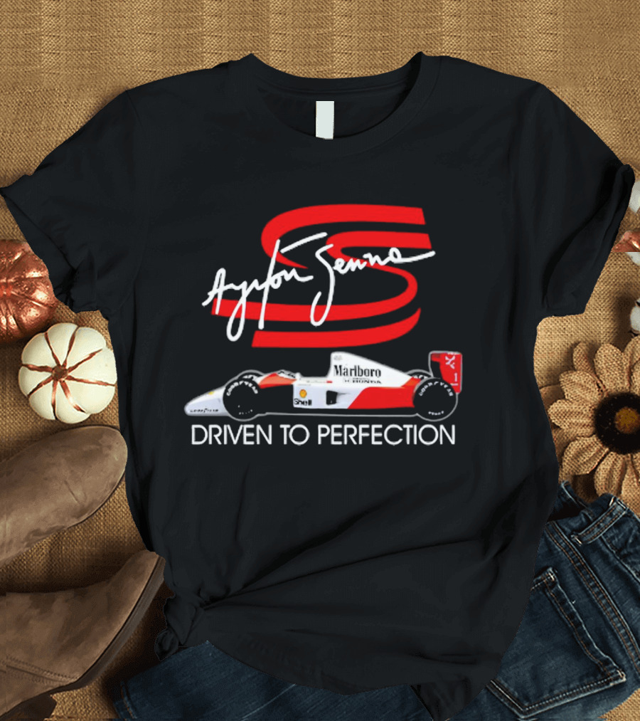 Ayrton Senna Driven To Perfection Marlboro Racing Car T-Shirt