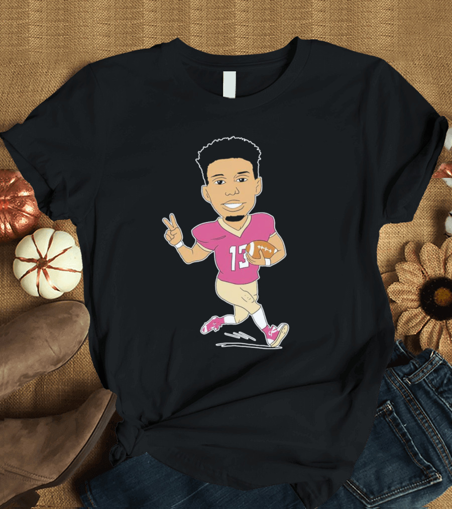 Jordan Travis Cartoon Character Football Peace Sign T-Shirt