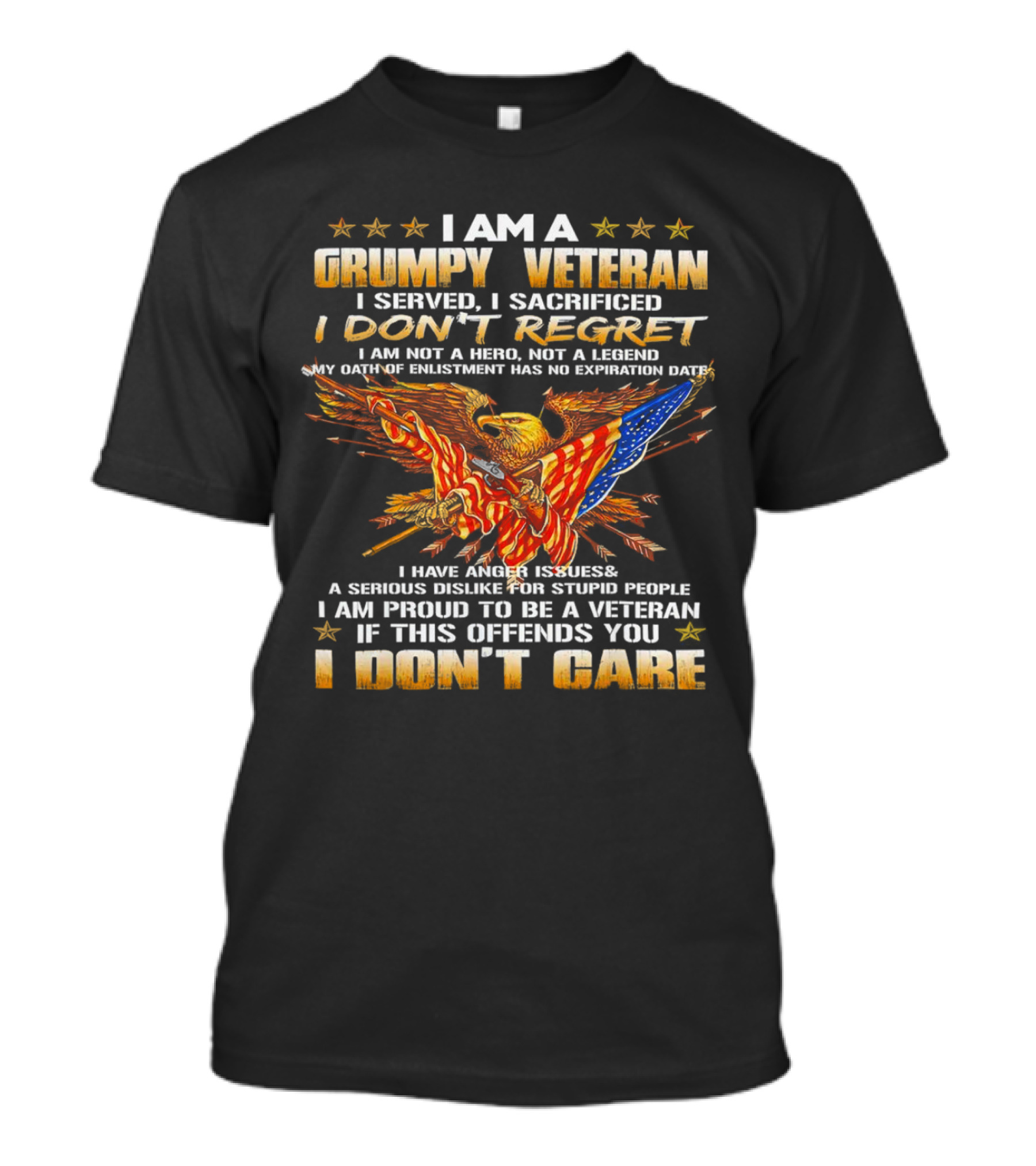 I Am A Grumpy Veteran I Served I Sacrificed I Don't Regret I Don't Care T-Shirt