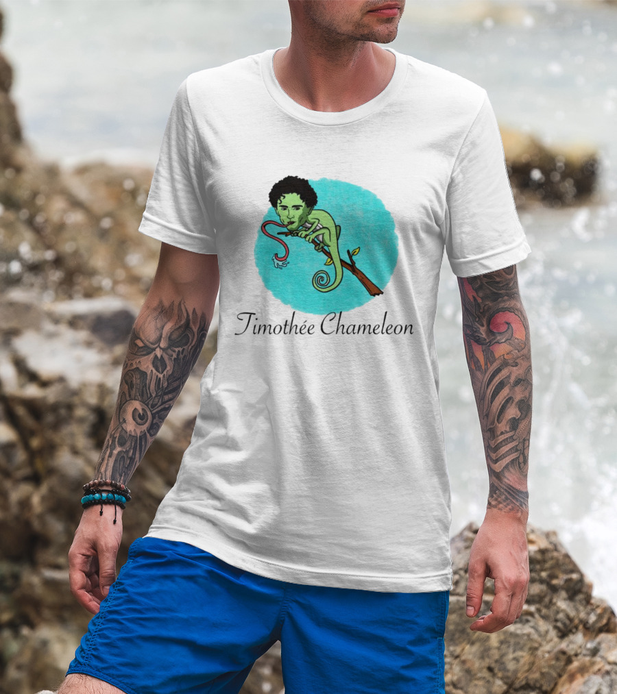 Timothée Chameleon With Green Lizard And Curled Tongue T-Shirt
