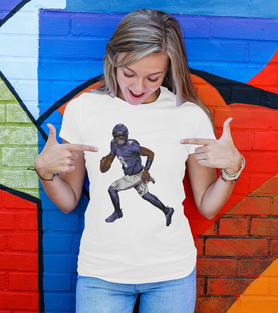 Lamar Jackson Baltimore Ravens Superstar Signature Pose T-Shirt