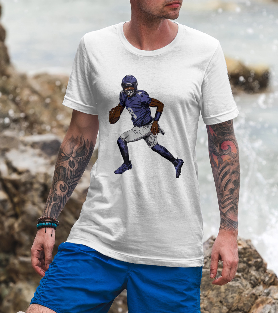 Lamar Jackson Baltimore Ravens Superstar Signature Pose T-Shirt