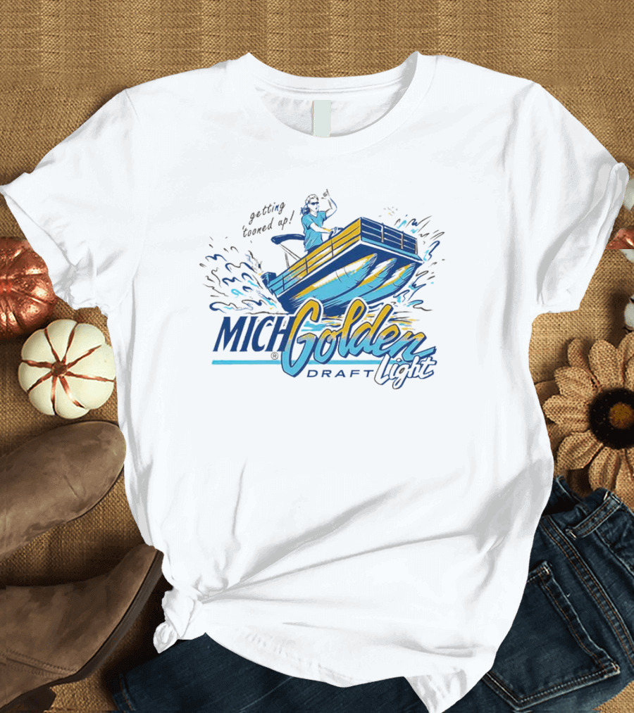 Getting Tooned Up Mich Golden Draft Light Boat Adventure T-Shirt