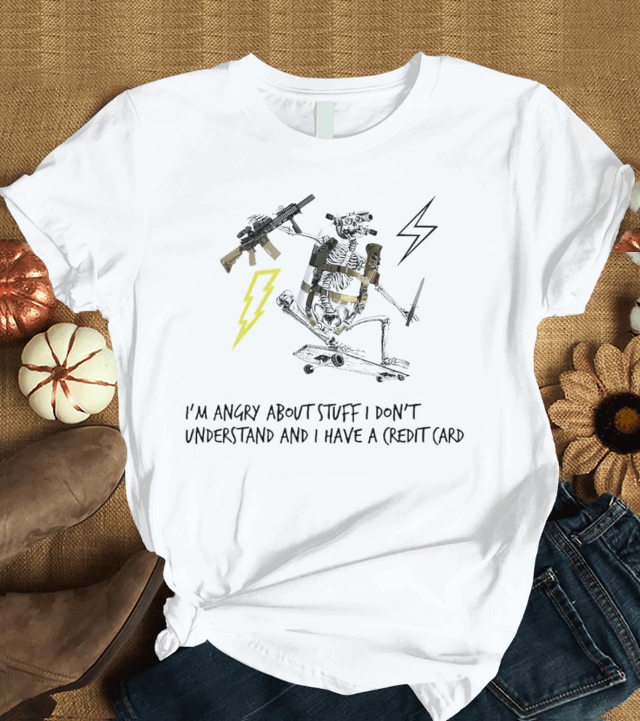 I'm Angry About Stuff I Don't Understand With Yellow Lightning Bolt And Black Lightning Bolt T-Shirt