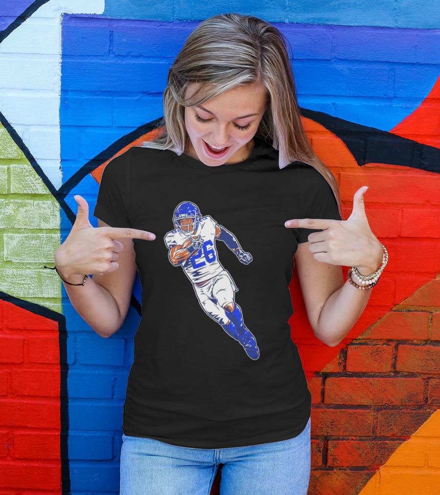 Saquon Barkley New York Giants 26 Superstar Pose Signature T-Shirt