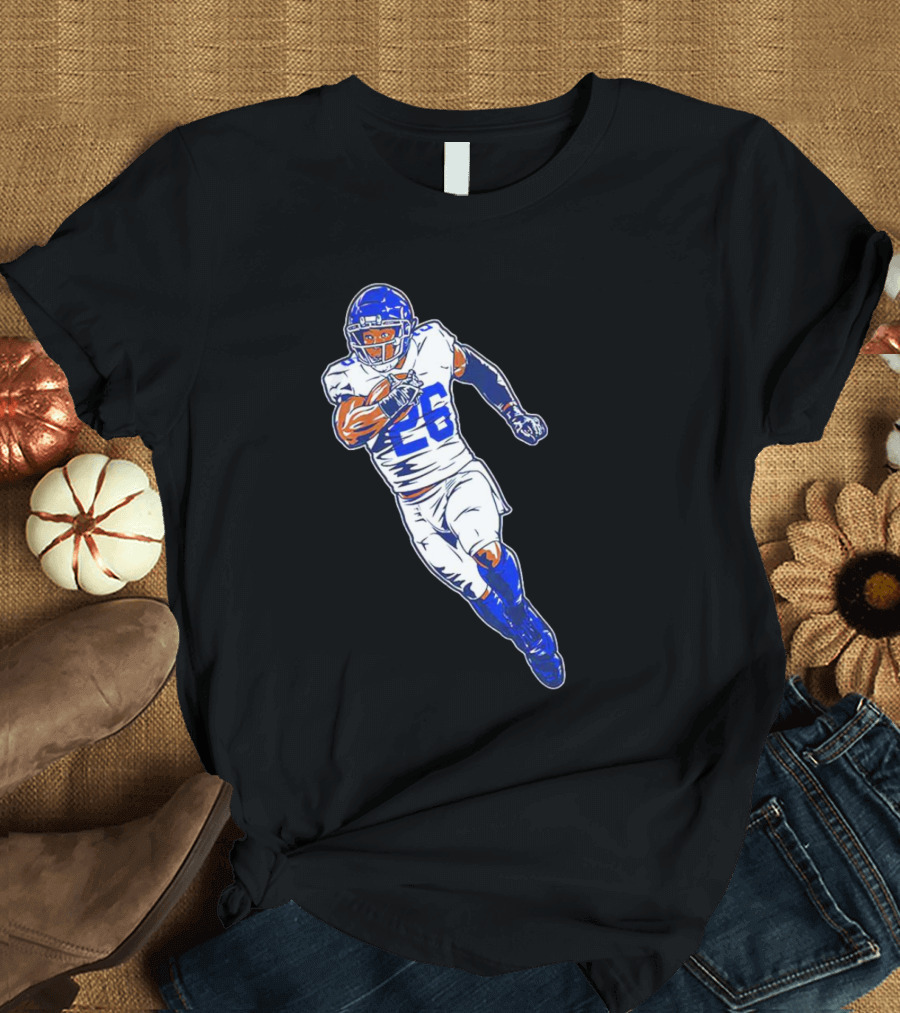 Saquon Barkley New York Giants 26 Superstar Pose Signature T-Shirt