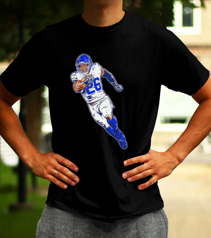 Saquon Barkley New York Giants 26 Superstar Pose Signature T-Shirt