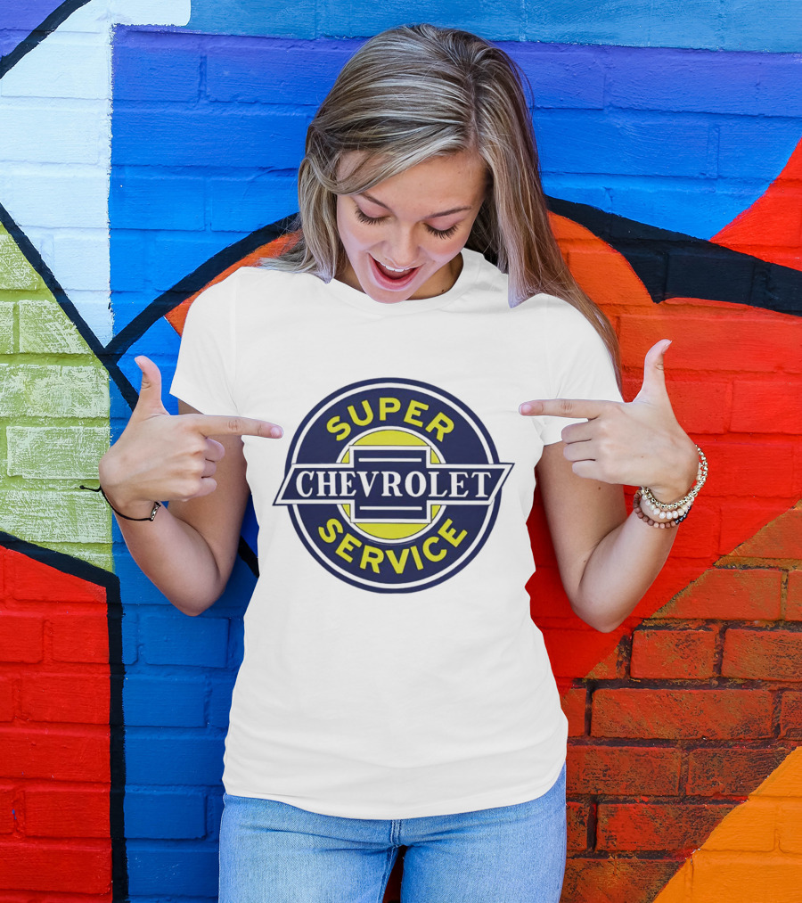 Chevrolet Super Service Vintage Blue And Yellow Emblem T-Shirt