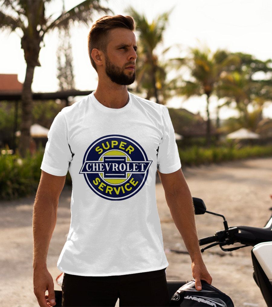 Chevrolet Super Service Vintage Blue And Yellow Emblem T-Shirt