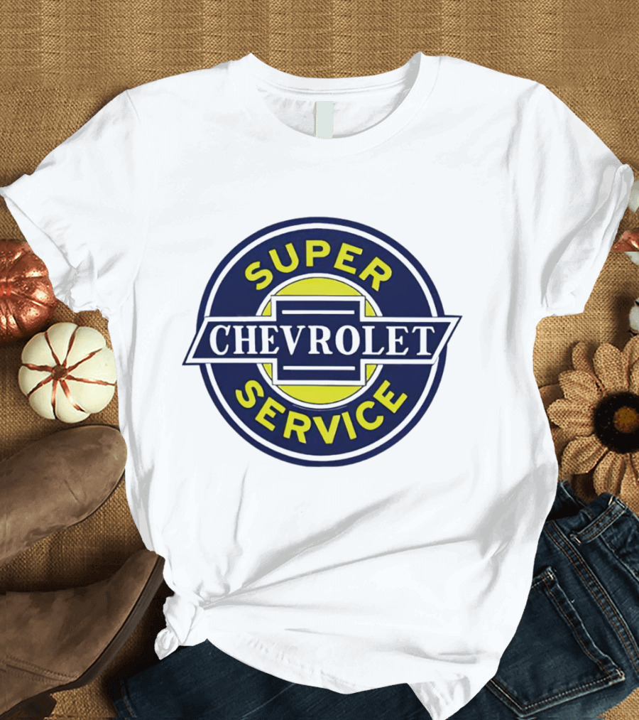 Chevrolet Super Service Vintage Blue And Yellow Emblem T-Shirt