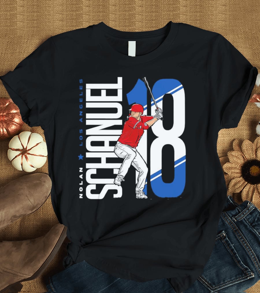 Nolan Schanuel 18 Los Angeles Angels Baseball Player Swinging T-Shirt