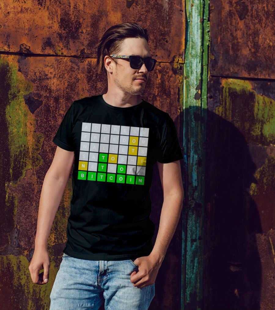 Address Freedom Wallets Satoshi Network Bitcoin Word Game T-Shirt