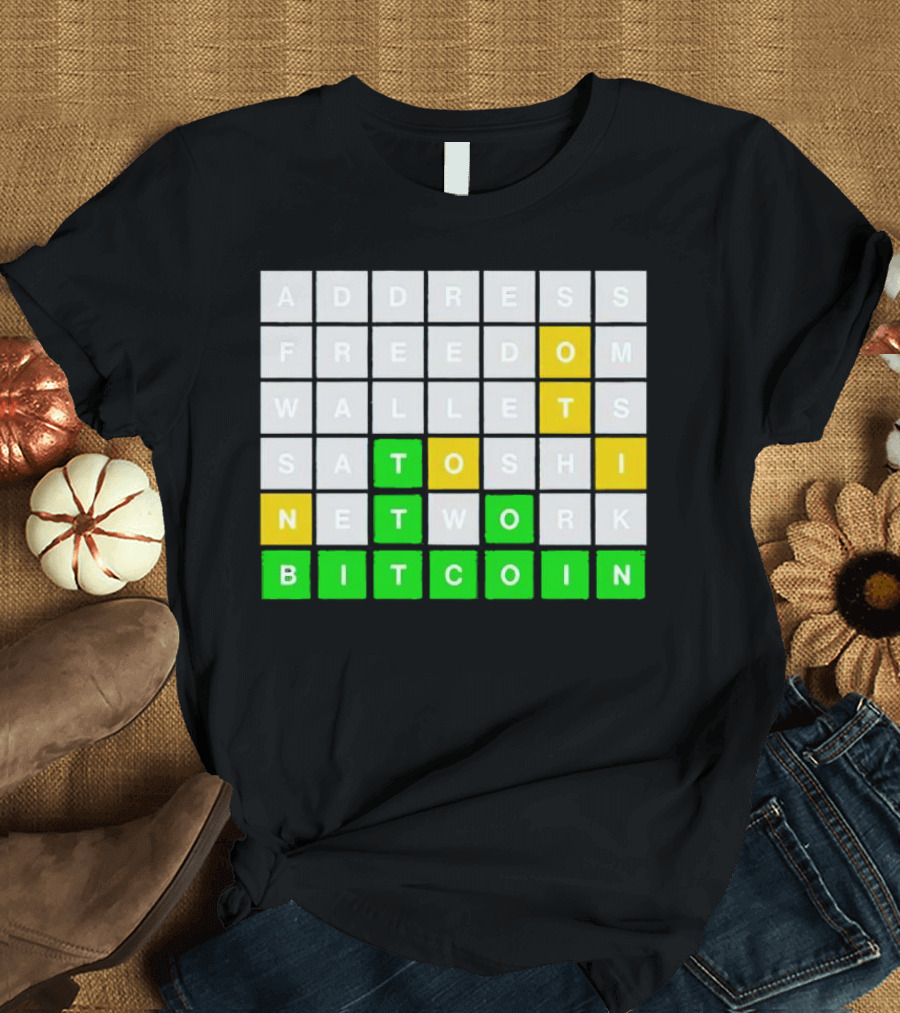 Address Freedom Wallets Satoshi Network Bitcoin Word Game T-Shirt