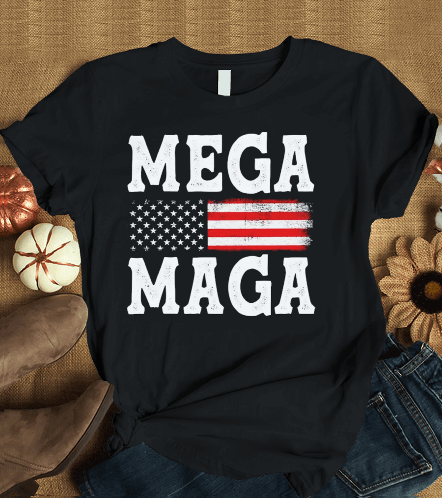 MEGA MAGA American Flag T-Shirt