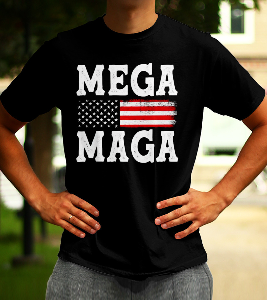 MEGA MAGA American Flag T-Shirt