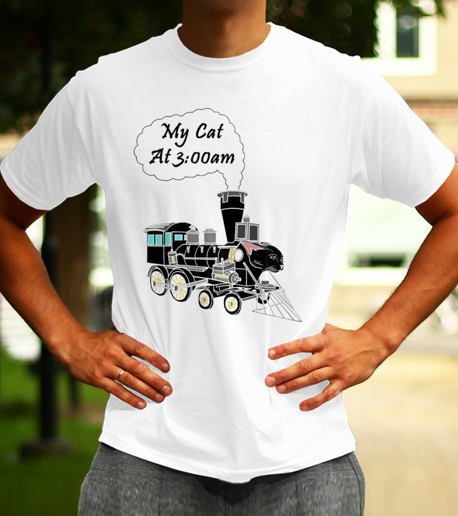 My Cat At 3:00am Train Locomotive T-Shirt