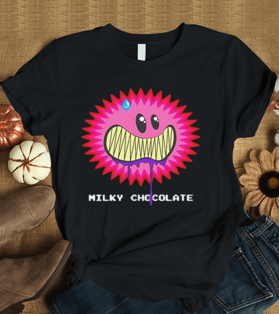 Milky Chocolate Happy Face With Dripping Mouth And Sweat Drop Comic T-Shirt