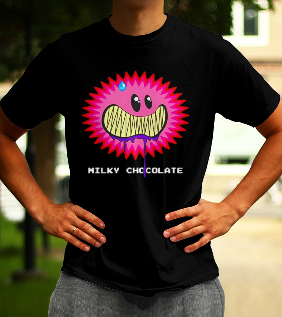Milky Chocolate Happy Face With Dripping Mouth And Sweat Drop Comic T-Shirt